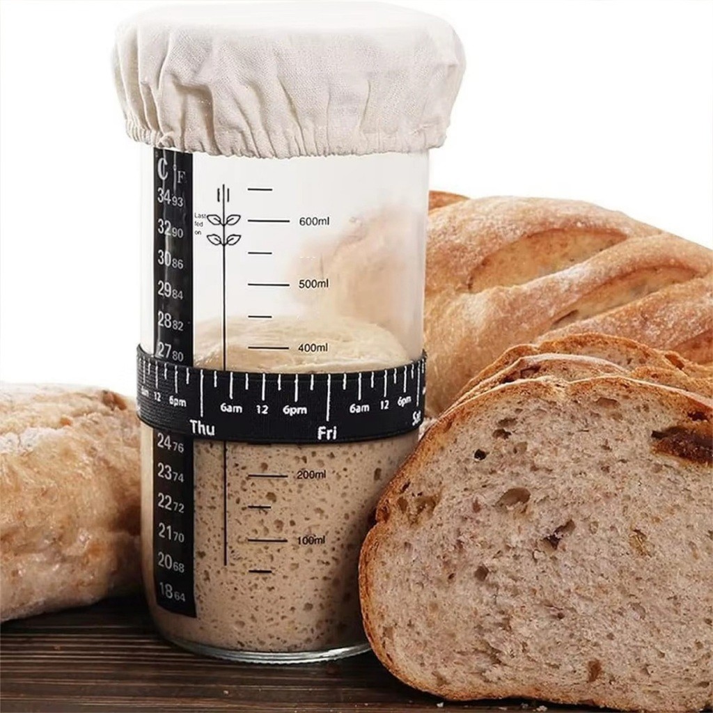 ร้านคนไทย! ขวดแก้วsourdough starter ชุดโถหมักซาวร์โดว์ภาชนะ 730ML 1000MLพร้อมฝาปิด สำหรับทำอาหาร ใช้