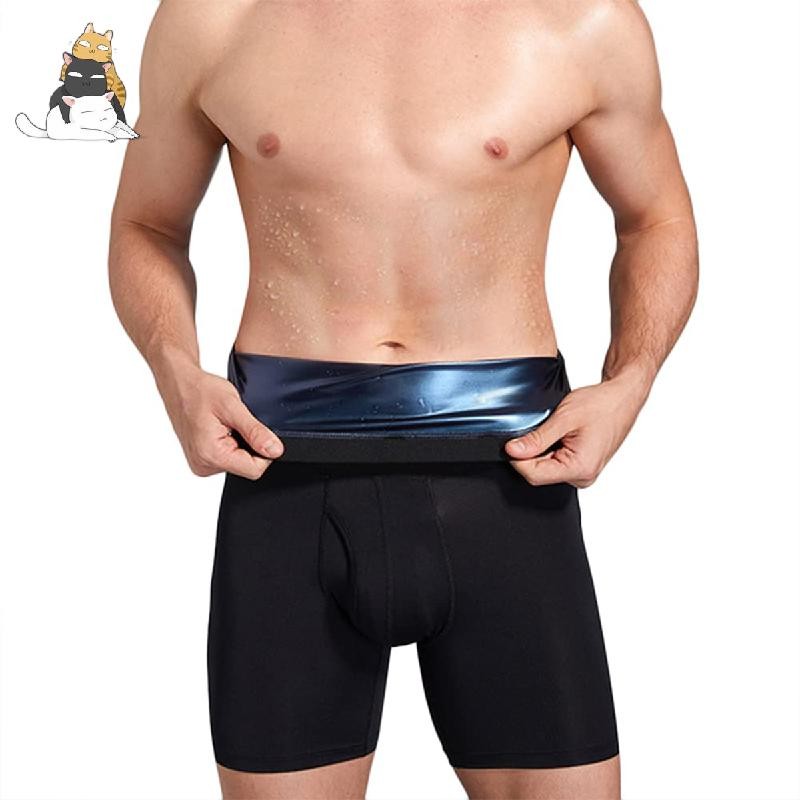 Flat Belly ซาวน่าสั้น Legging Sweating Men Shapewear กางเกงลดน้ําหนักขนาดใหญ่เหมาะสําหรับฟิตเนสวิ่งจ