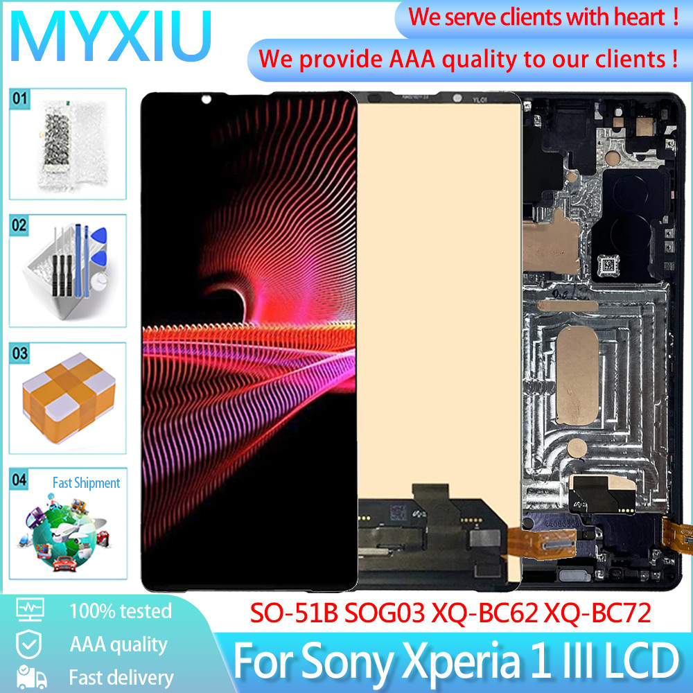 6.5 Original สําหรับ Sony Xperia 1 III จอแสดงผล LCD กรอบ Digitizer เปลี่ยน X1iii SO-51B SOG03 XQ-BC6
