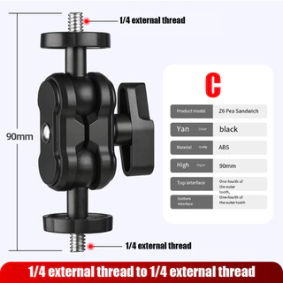 ขาตั้งโทรศัพท์มือถือ อะแดปเตอร์ ABS ขาตั้งเปลี่ยนสด Universal Universal ขาตั้งกล้อง Pea 360 pan-เอียงอะแดปเตอร์อุปกรณ์เสริม 1/4 อินเทอร์เฟซ, อินเทอร์เฟซลูกหมาก 17.4 มม.