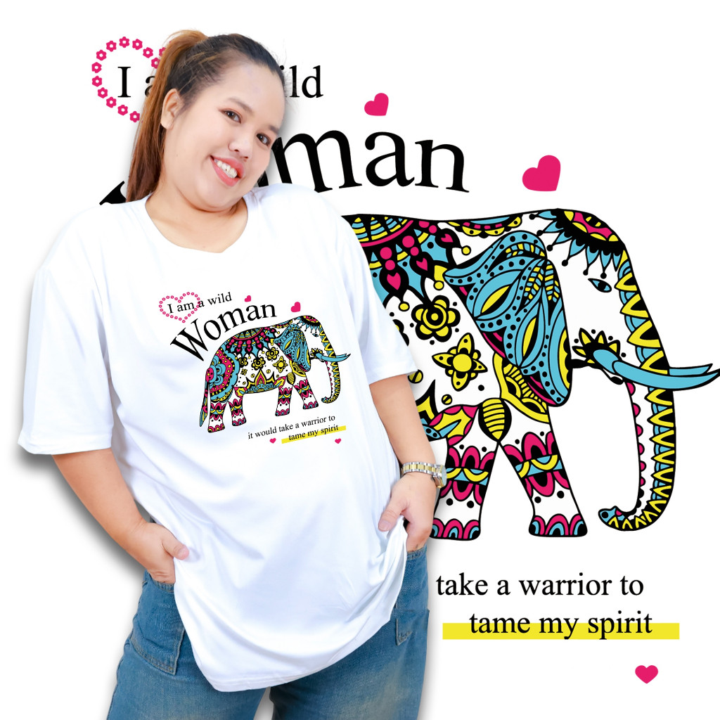 เสื้อยืด ไซส์ใหญ่ เสื้อคอกลม แขนสั้น อกได้ถึง 62 นิ้ว สกรีนลายช้าง ผ้าคอตตอนผสม tb835-img-53