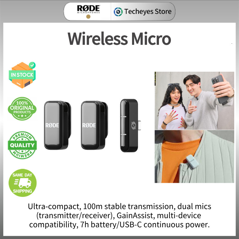 RODE Dual Wireless Mic พร้อมเคสชาร์จ - กะทัดรัดเป็นพิเศษสําหรับสมาร์ทโฟนถ่ายทอดสด