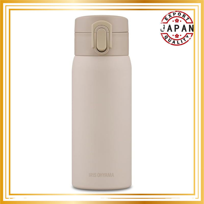 Iris Ohyama One-Touch Water Bottle 350ml Vacuum Insulation Keeps Cold for 6 Hours, Keeps Warm Above 