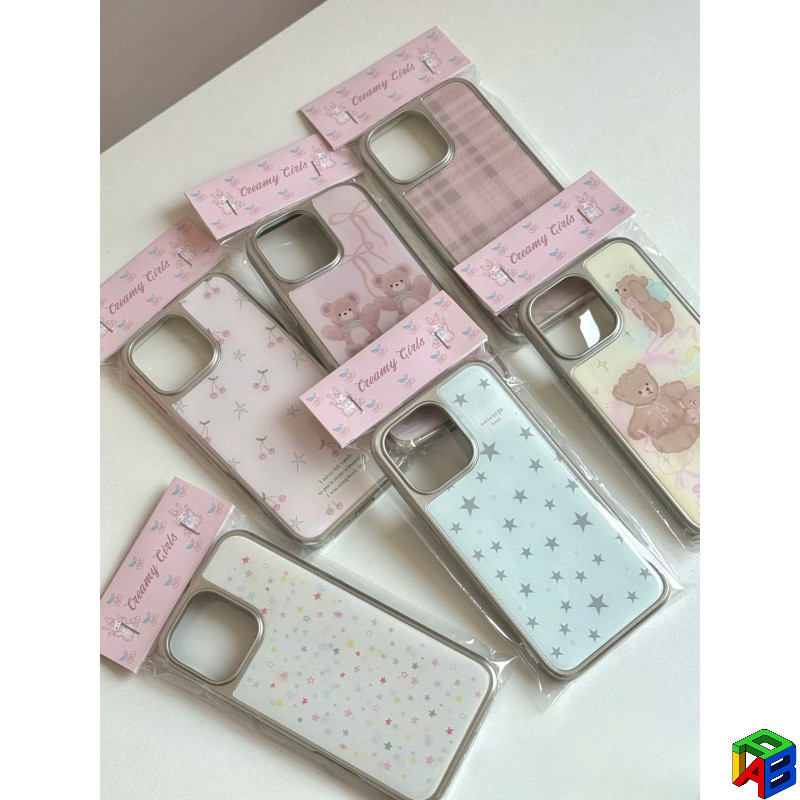 Star Bear Apple 16/17/15PROMax 14Plus 13Pro เคสโทรศัพท์ไฟฟ้าหญิง iPhone12/11Promax ขั้นสูงอีพ็อกซี่เรซิ่นกรณีแก้ว