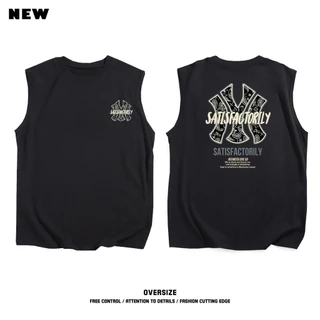 Y-T【ขายดี】⚡เสื้อกั๊กผู้ชาย คอกลม เสื้อแขนกุด ไม่หดตัว สวมใส่สบาย ผ้าฝ้ายแท้ ประทับตรา "SATIS FACTORIL"