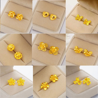 สไตล์เกาหลีชุบทองรักโคลเวอร์ต่างหูเข็มที่สง่างามหูกระดุมผู้ห…