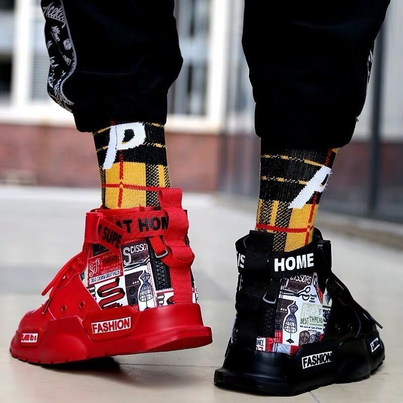 A aj Mens Shoes Spring All-Match Mandarin Duck Shoes Air Force No. 1 Casual Inner Heightening เวอร์ชั่นเกาหลีรองเท้าผ้าใบกีฬาคุณภาพสูงอินเทรนด์ [คลังสินค้าพร้อม