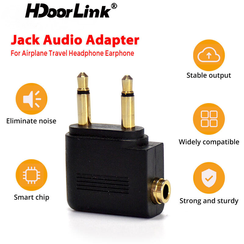 Hdoorlink ปลั๊ก 3.5 มม. Adaptor แจ็คเสียงหูฟังอะแดปเตอร์แปลงชุดหูฟังขั้วต่อ 3.5 มม.สําหรับ Airline เครื่องบินหูฟังท่องเที่ยว