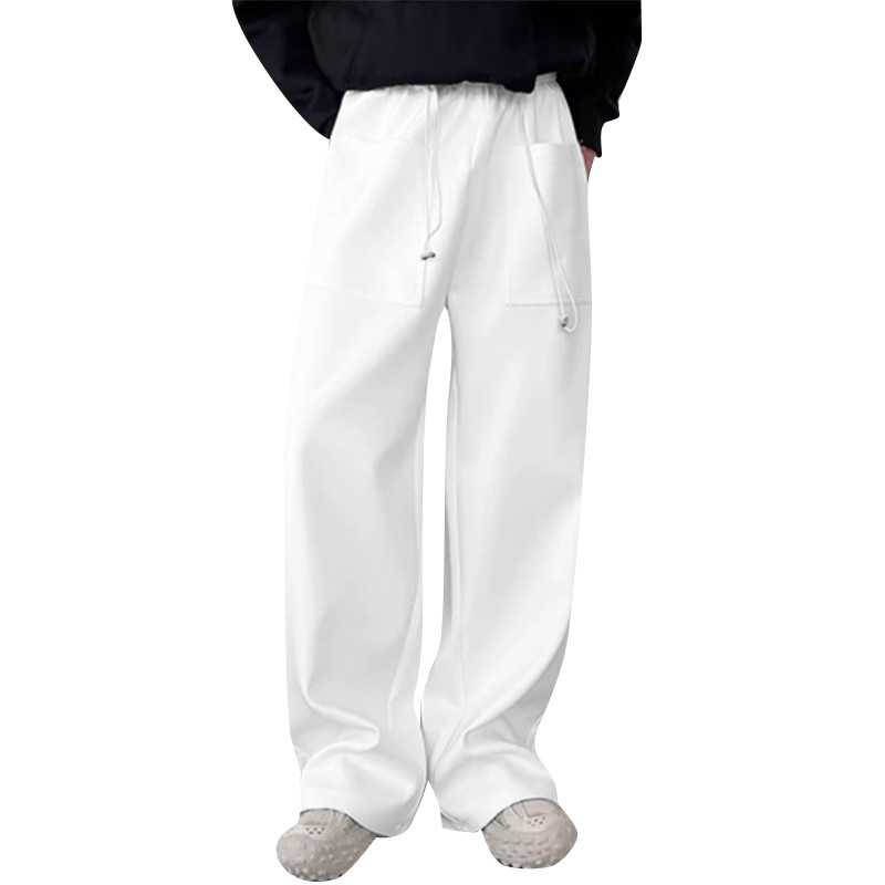 ไม่แน่นอน กางเกงอนามัยกระเป๋าขนาดใหญ่แบบมีเชือกรูดสําหรับผู้ชายพร้อมกางเกงลําลองขาตรง