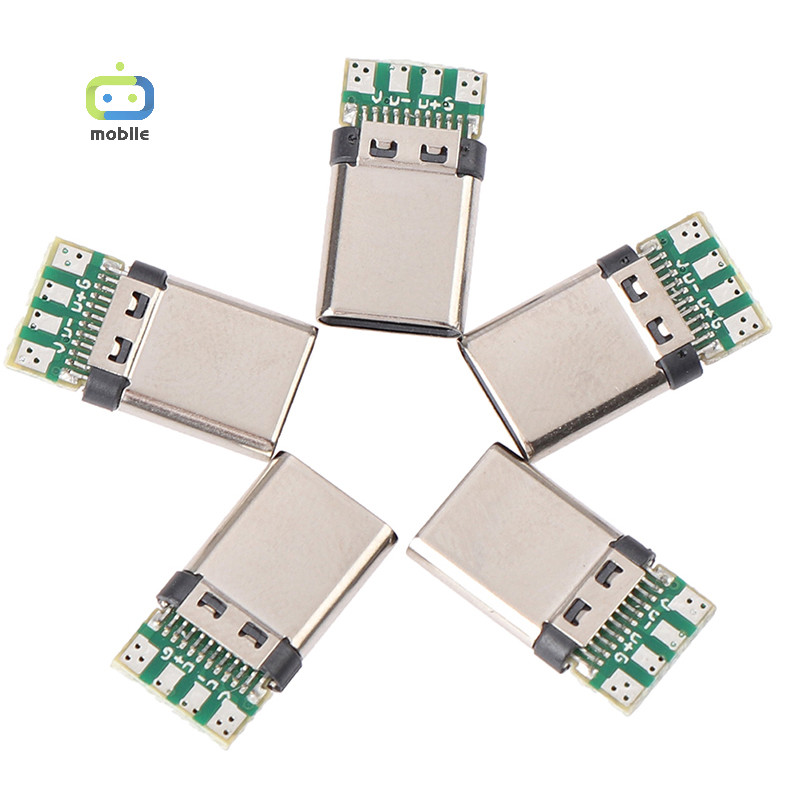[maygood] 5 ชิ้น USB 3.1 Type C ชาย DIY Solder Plug Connector Socket ติด PC Board {TH}