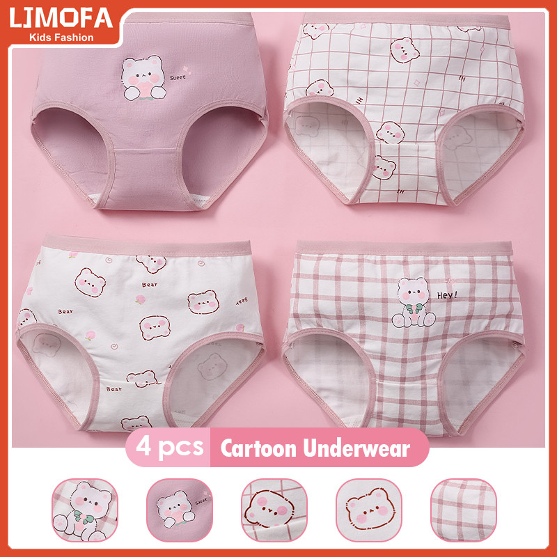 [COD] 4Pcs กางเกงในเด็กหญิง 1-12ปี ผ้าฝ้ายเกรดพรีเมี่ยม ลายการ์ตูนน่ารัก ใส่สบาย