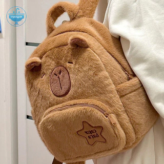[trysingoin] Capybara กระเป๋าเป้สะพายหลัง ผ้ากํามะหยี่ขนนิ่ม ความจุขนาดใหญ่ จุของได้เยอะ แฟชั่น