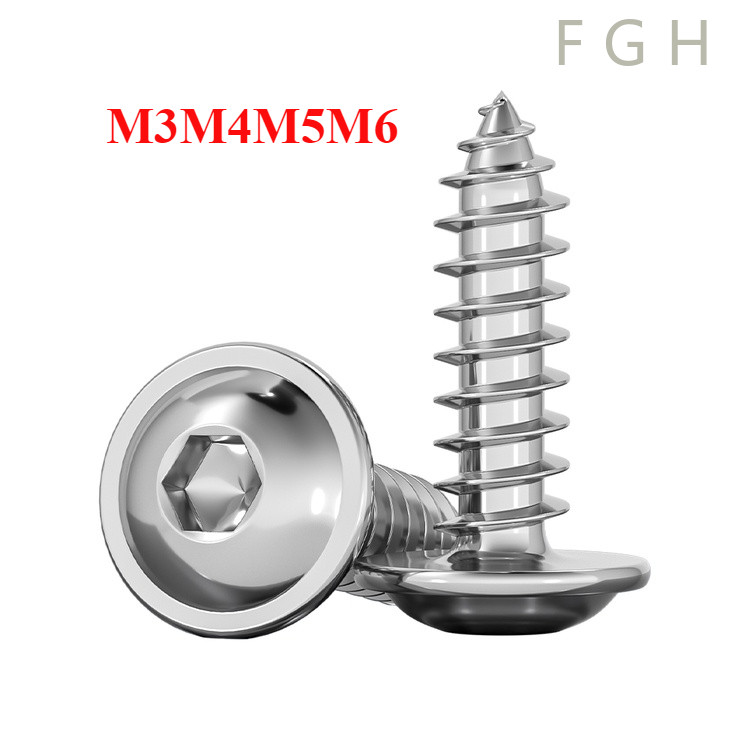 [FGHD-1-y]สกรู น๊อต สกรูปลายแหลมหัวนูน  หัวP หัวเวเฟอร์ เจาะไม้ ปลายแหลมคม เบอร์ สแตนเลส 304 M3M4M5M6