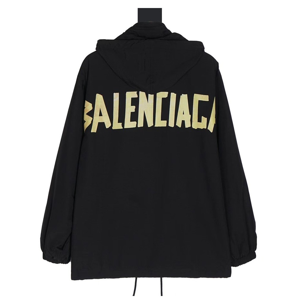 Balenciaga Back Logo Letter เสื้อแจ็คเก็ตกันน้ํา