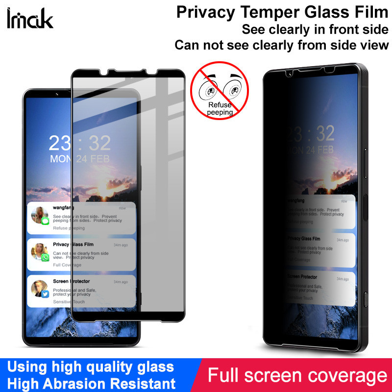 Imak Privacy Glass for Sony Xperia 1 VI Mark 6 Anti Peeping กระจกนิรภัย Anti Spy Full Cover ฟิล์มกันรอยหน้าจอ
