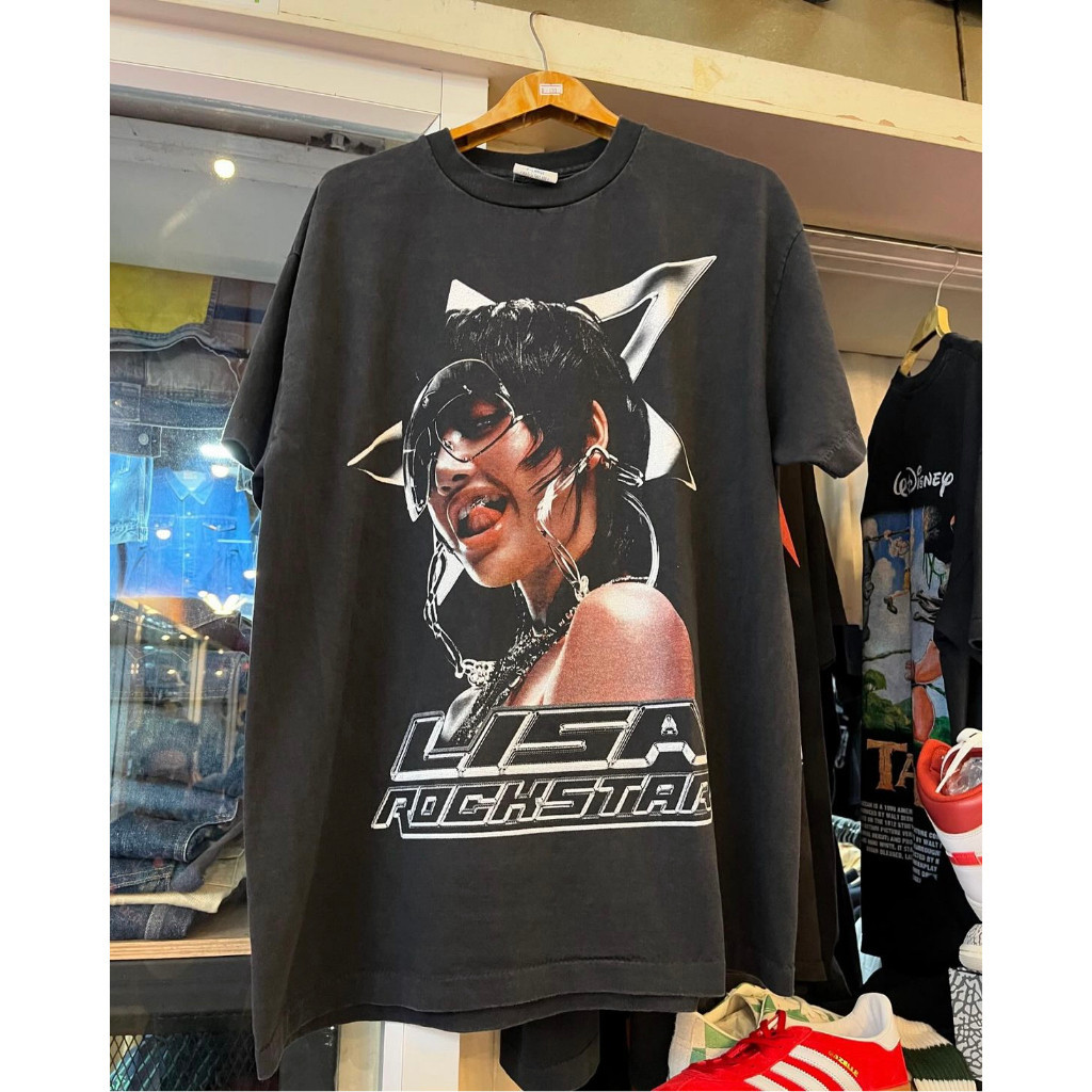 S-5XL LISA ใหม่ล่าสุดซิงเกิ้ล ROCKSTAR รูปแบบคอกลมวินเทจเสื้อยืด vtg bootleg ที