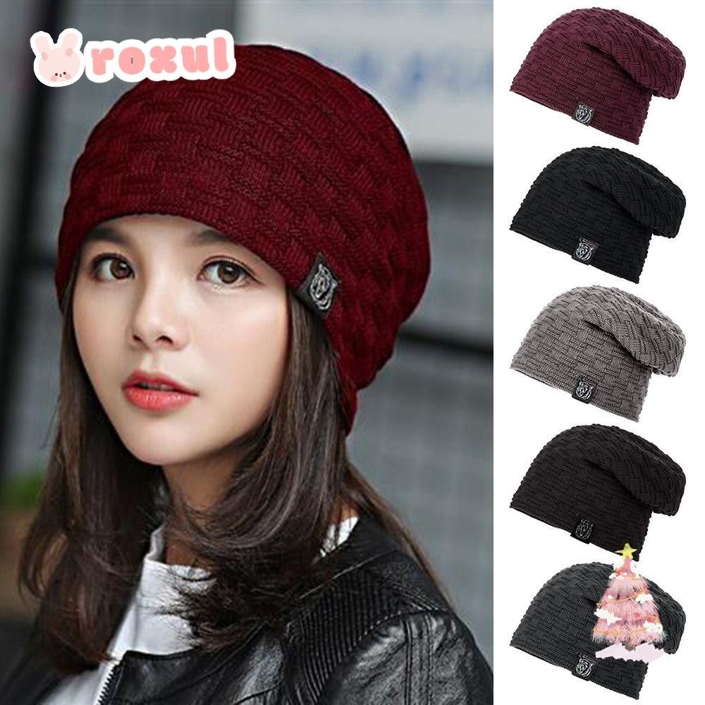 Roxul หมวกบีนนี่ฤดูหนาว,ให้ความอบอุ่นถักหมวกเย็น Skullies,ป้องกันหูPlushหนาปิดหูกันหนาวถักหมวกกีฬากลางแจ้ง