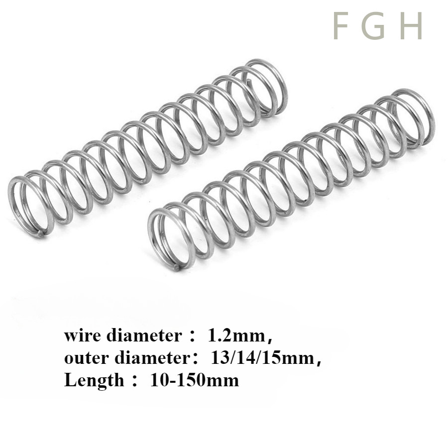 [FGHYT-1-y] สปริงกด-สปริงดัน สปริงอัด สปริงกด สปริงดันทั่วไป  ขนาด สแตนเลส 304  (เส้นผ่านศูนย์กลางลวด 1.2 มม. เส้นผ่านศูนย์กลางภายนอก 13/14/15 มม. ยาว 10-150 มม.) compression spring