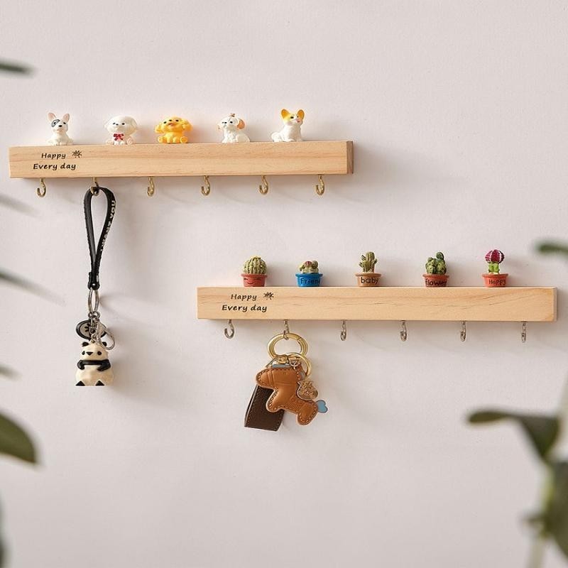 Entrance Wall-Mounted Key Storage Rack ไม้พรุนฟรี Entrance Wall Key Hook ประตู Creative ตกแต่ง Rack20240715