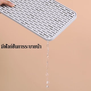 Allieuka ถาดอเนกประสงค์ ถาดวางแก้ว ที่คว่ำจาน มีตะแกรงรองน้ำ วัสดุพลาสติก pp มี 4 ขนาด