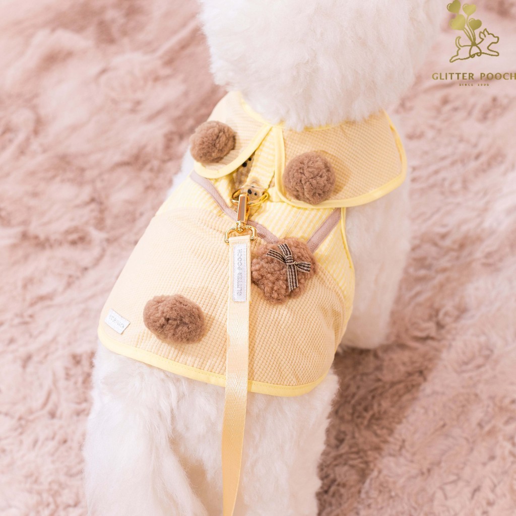 Glitter Pooch Harness ชุดรัดอก สายจูง เสื้อผ้า สุนัข, หมา, แมว, สัตว์เลี้ยง พร้อม สายจูง รุ่น Huggie Cubs Boy - Lemon