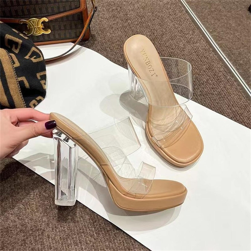 2025ยอดนิยมรองเท้าส้นสูง ใส่สบาย ฝีมือดี  ส้นหนา เปิดนิ้วเท้า รองเท้าสตรีคุณภาพดี ไซส์ 35-42 ส่งเร็ว