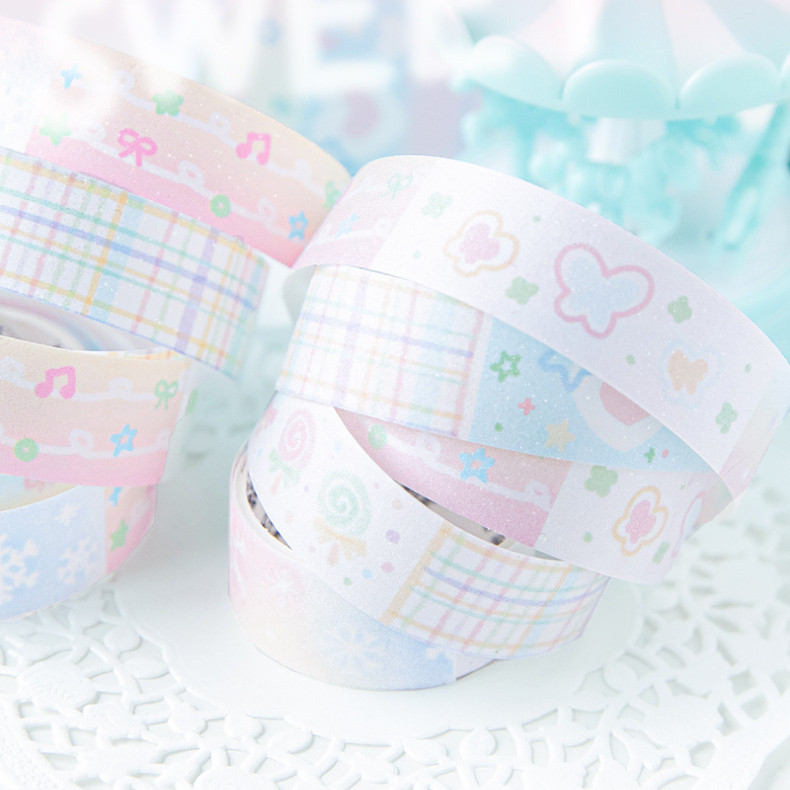 ไดลี่|A Bite Sweet Tea Tape น่ารักสาวสีชมพูเทปคู่มือเทปคู่มือ Collage วัสดุ DIY ตกแต่ง Collage