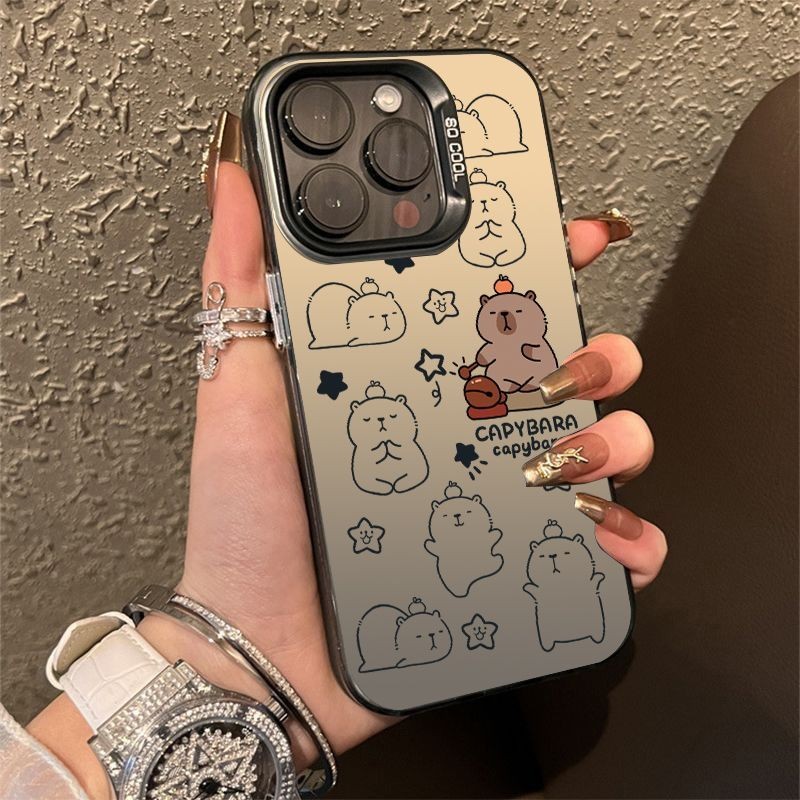 เคาะบนปลาไม้ CAPYARA เหมาะสําหรับ Apple 15/14/13 เคสโทรศัพท์ iPhone11/12Promax Capybara xr การ์ตูน 7/8P รวมทุกอย่าง x กรณี