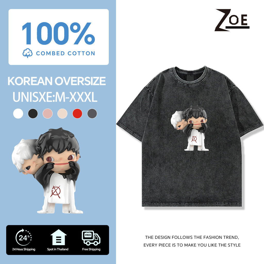 🌈ZOE(จัดส่งตลอด 24 ชั่วโมง) น่ารัก คอตตอน เสื้อยืด คอกลม POPMART HIR ONO tee เสื้อแขนสั้น S-3XL คอตตอ 100%