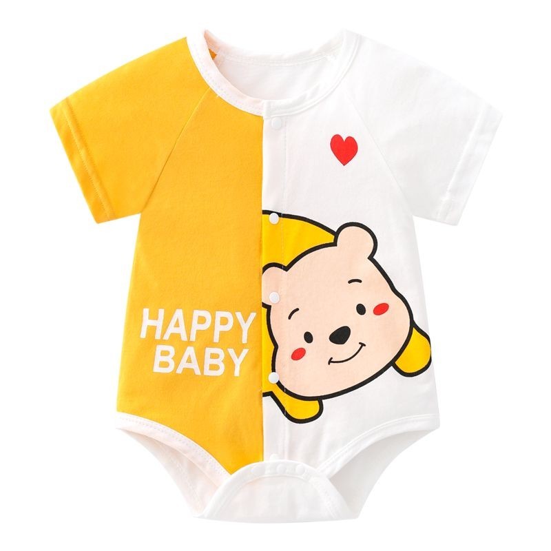 เสื้อผ้าเด็ก ทารกแรกเกิด Onesie สามเหลี่ยม Romper มิถุนายน-December ผ้าฝ้ายแขนสั้นชายหญิงเด็ก Onesie