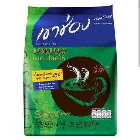 [ส่งฟรี] เขาช่อง กาแฟปรุงสำเร็จชนิดผง 3in1 เอสเปรสโซ่ 25 ซอง