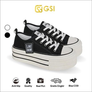 GSI Gunmi 1335 Sepatu Wanita Sneakers Sekolah Kanvas Tebal Kekinian SIZE "36-40"