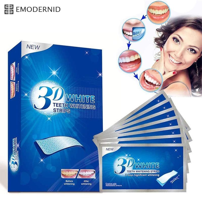 แผ่นฟอกฟันขาว 3D white  Advanced White Teeth Whitening Strips แผ่นขัดฟันขาว 3D กลิ่นมิ้นท์ 1 ซอง