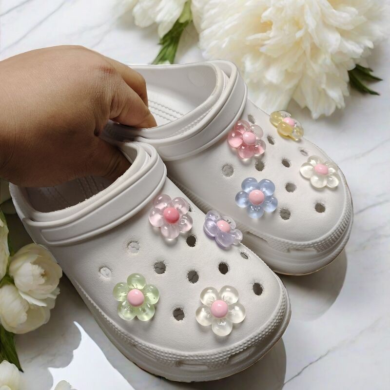 ดอกไม้โปร่งใส Jbits สําหรับ Crocs Candy Sunflower Jibbitz Charm Daisy ดอกไม้ Jibitz Crocks รองเท้าเด็กอุปกรณ์เสริมรองเท้า Charms Pin ตกแต่ง