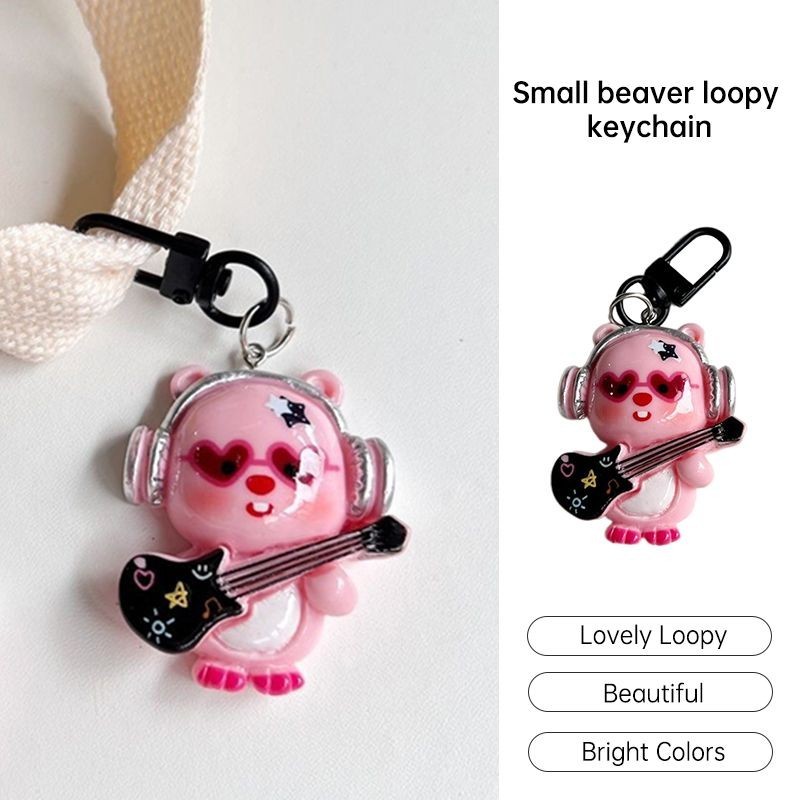 aidderse.thPunk Rock Beaver Key Chain น่ารักการ์ตูนนักเรียนกระเป๋าเป้สะพายหลังจี้สาวหัวใจ Best Friend Gift-