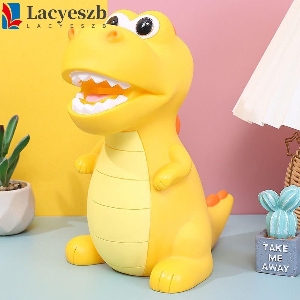 Lacyeszb กระปุกออมสินไดโนเสาร์, กล่องเก็บเหรียญเคลือบ PVC ป้องกันการตก, สร้างสรรค์ความจุขนาดใหญ่ปลอดภัยเหรียญน่ารักกรณีเงินตกแต่งบ้าน