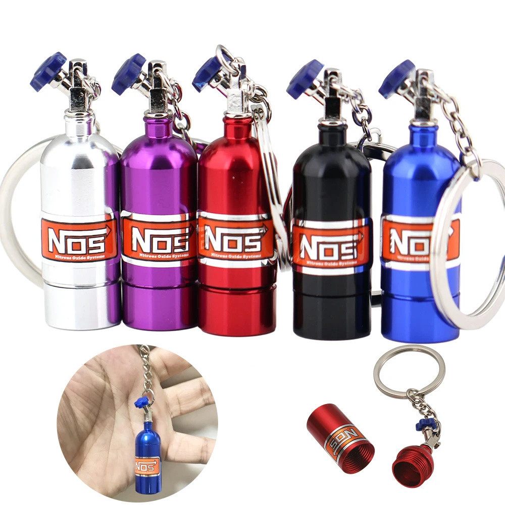Creative Mini Nos ไนโตรเจนขวดพวงกุญแจโลหะที่ถอดออกได้ผู้ถือกุญแจรถกระเป๋าถือ Pendents สําหรับชายแฟชั่นอุปกรณ์เสริมที่สําคัญของขวัญ