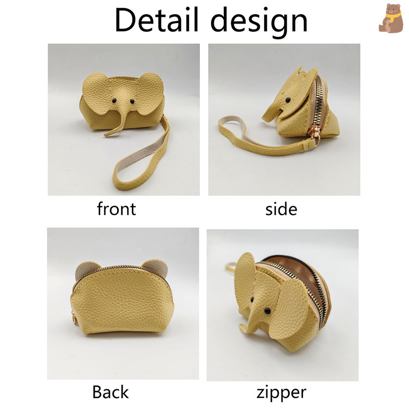 [TA] Pu Leather Elephant Money Bag กระเป๋าใส่เหรียญผู้หญิงพร้อมพวงกุญแจ al Zipper Storage Bags Key Case TH