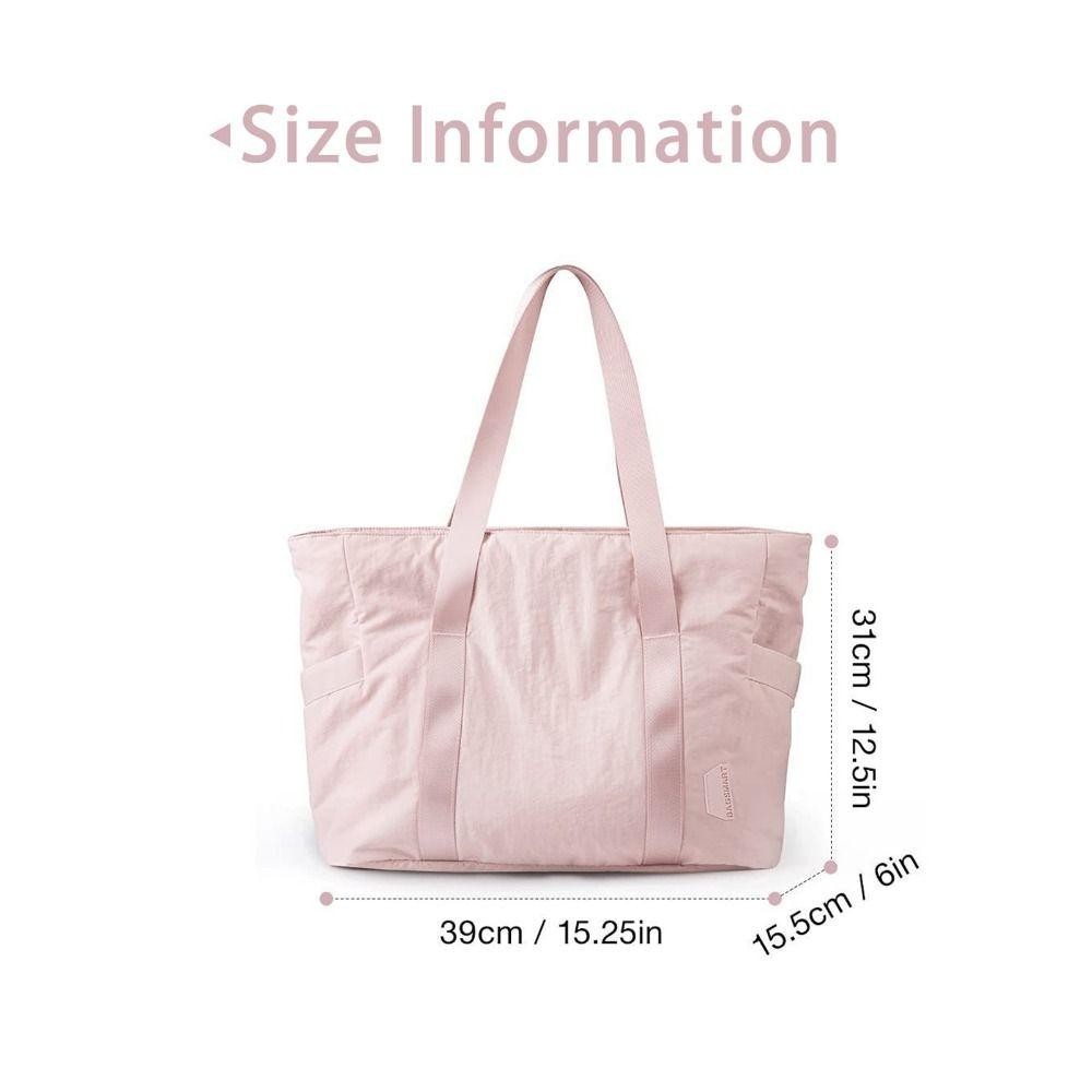BASTIBAG Tote bag กระเป๋าสะพายผ้าไนลอนแล็ปท็อป เสื่อโยคะสีทึบ กระเป๋าใต้วงแขนความจุขนาดใหญ่