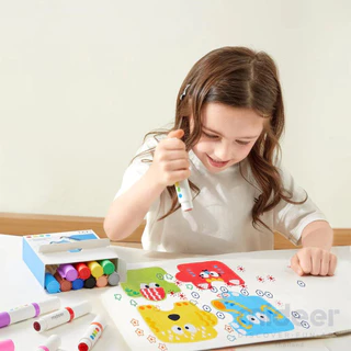 Mideer มิเดียร์ Round-Tip Stamper Washable Marker 2in1 ปากกาเมจิกหัวกลมแบบล้างทำความสะอาดได้ (MD3385-3386)