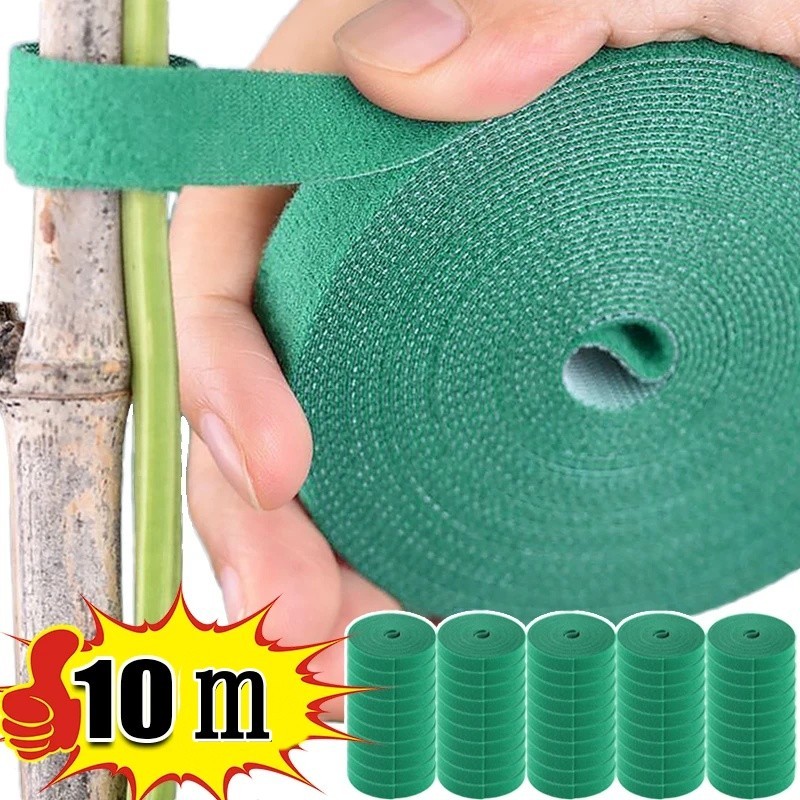 10เมตรกาวในตัวพืชไนล่อนผูกสายสีเขียวปรับพืชตะขอห่วงสนับสนุนสวน แฝด ผ้าพันแผลนํามาใช้ใหม่ยึดแถบเทป