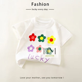 เสื้อยืดเด็ก แขนสั้น เสื้อยืดมินมอลเด็กผู้หญิง ลายดอกไม้สวยๆ สำหรับเด็ก1-4ปี