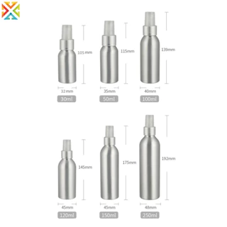 30ml/50ml/100ml/120ml/150ml/250ml อลูมิเนียมขวดสเปรย์ที่ว่างเปล่า Mini Travel รีฟิลน้ําหอมคอนเทนเนอร์เครื่องสําอาง Sprayer Atomizer