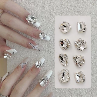 ตกแต่งเล็บสติกเกอร์ DIY Rhinestone แก้วคริสตัลเพชรเครื่องประดับไข่มุก Love Heart 5 ชิ้น KOUDAN