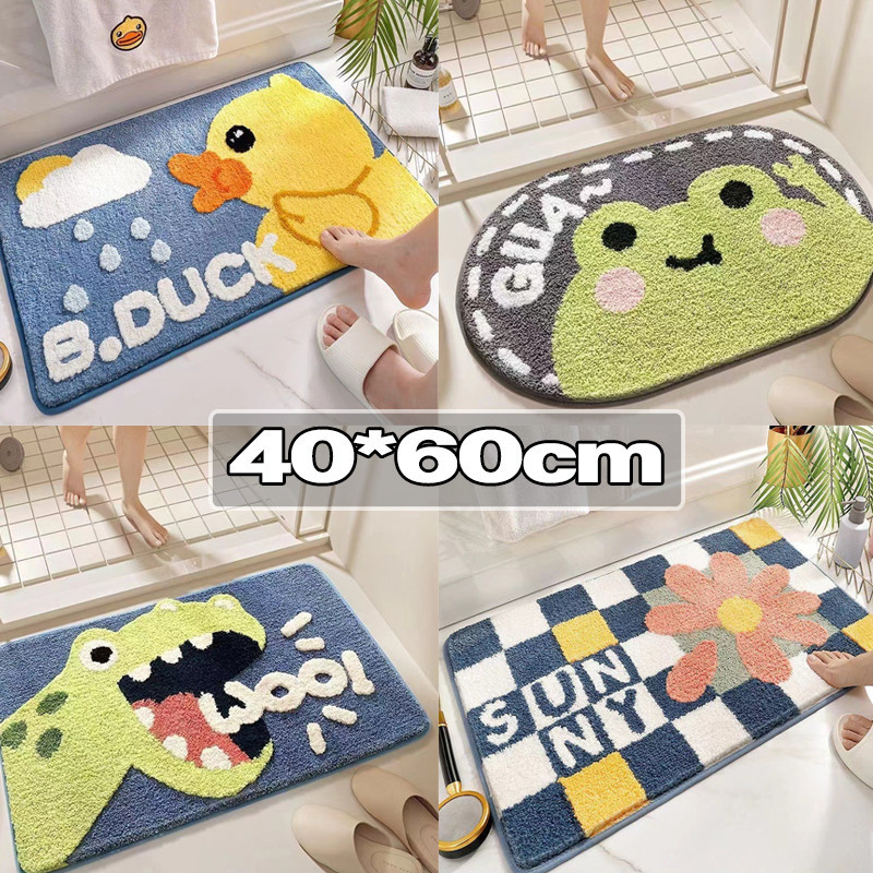 <พร้อมส่ง> พรมห้องน้ำ 40*60cm มีแผ่นกันลื่น ดูดซับน้ำได้ดี กันลื่น นิ่มสบายแบบ แห้งเร็ว ลายน่ารักสุดๆ floor mat