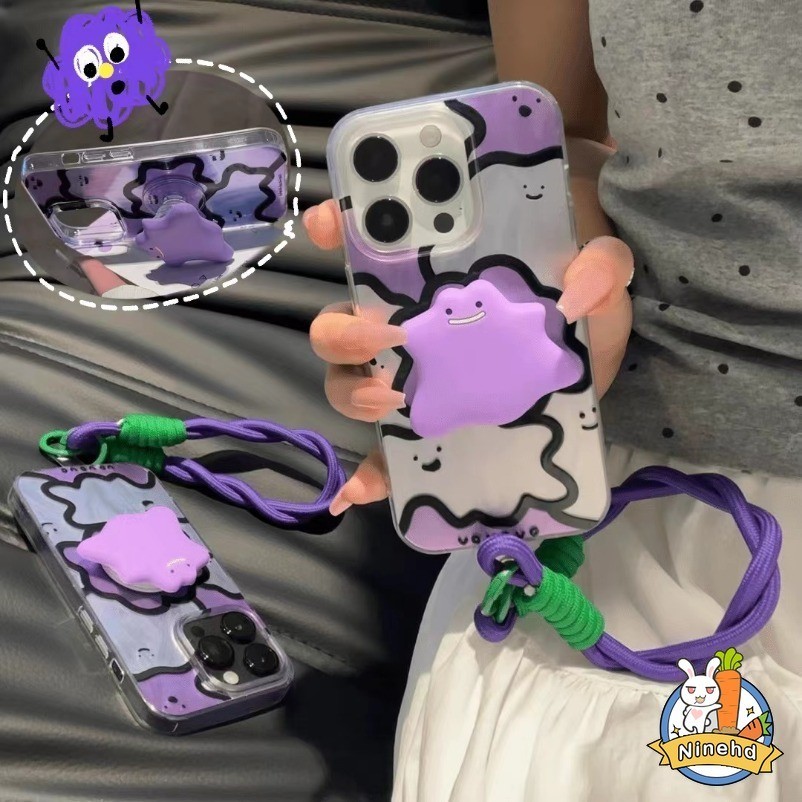 ใช้งานร่วมกับสําหรับiphone 14Plus iPhone 11 15 12 13 14 Pro Max X Xr Xs 8 7Plus SE 2020 เคสกันกระแทกสีม่วงMonster Ghost Featherไล่โทนสีเคสโทรศัพท์