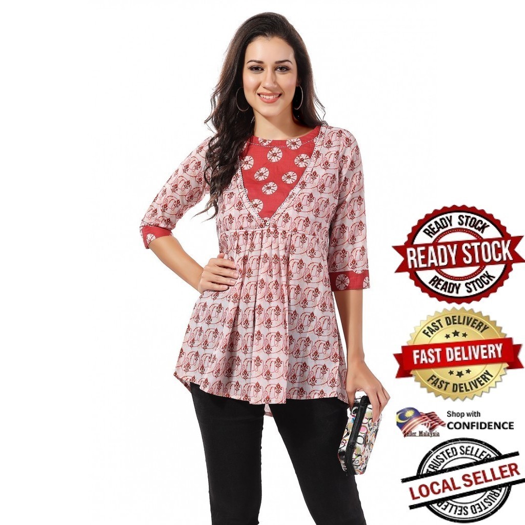 Kurti Indian Women Kurtis Top Saree Sari Punjabi Suit Readymade Kurti UD01CFSC