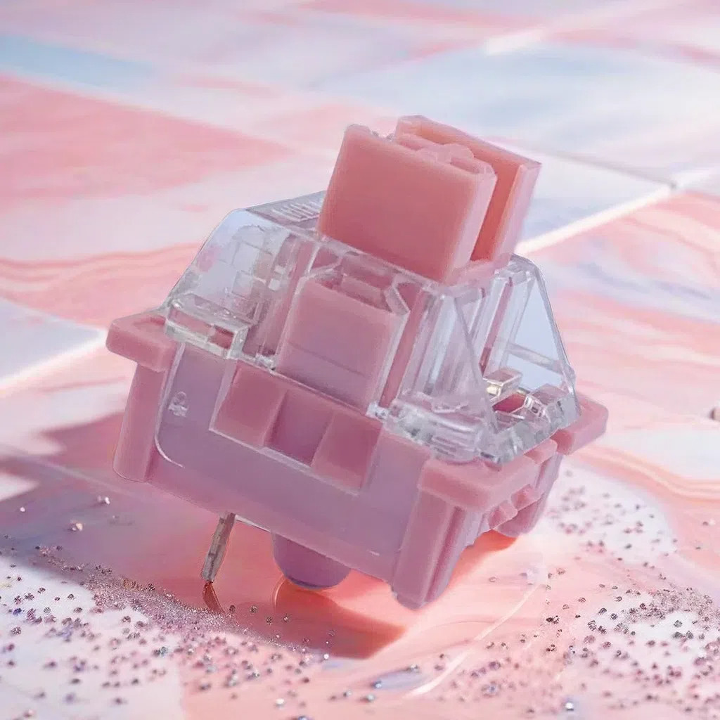 Outemu Milk Peach Switch Linear Mechanical Keyboard พร้อมผนังกันฝุ่น Hot Swappable DIY