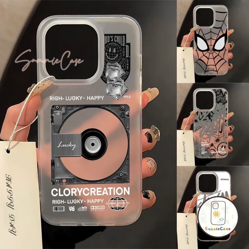 Spider แนวโน้มแบรนด์การ์ตูนดูเดิล เคส ชินจัง เคสไอโฟน IPhone 7Plus 7 15 8 14 Plus 13 12 11 14 15 Pro Max XS X XR MAX SE
