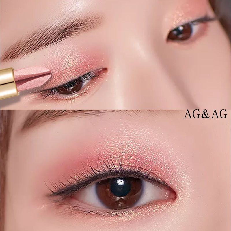 Agag อายแชโดว์สองสีไล่โทนสีขี้เกียจแต่งหน้าอายแชโดว์ Pearlescent Earth สีไม่ง่ายที่จะถอดแต่งหน้า2024